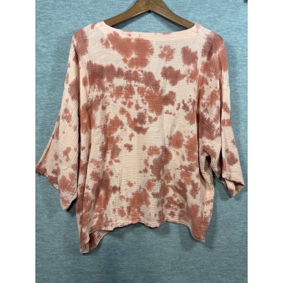 Pure  J Jill Womens Tie Dye Cotton Top With Button Accents Orange‎ Size S - Picture 6 of 6